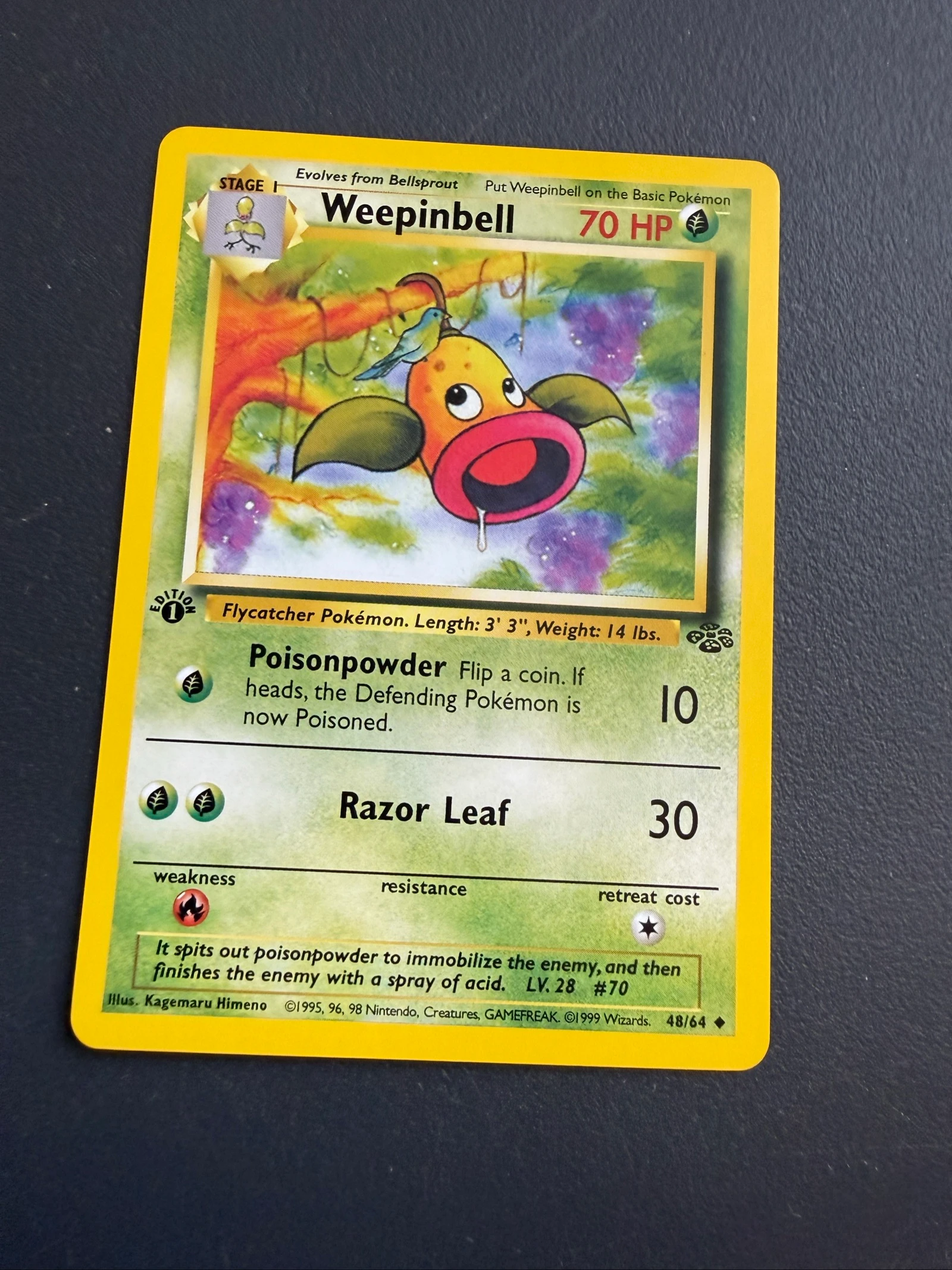 Carta Pokemon weepinbell Jungle base set first edition 